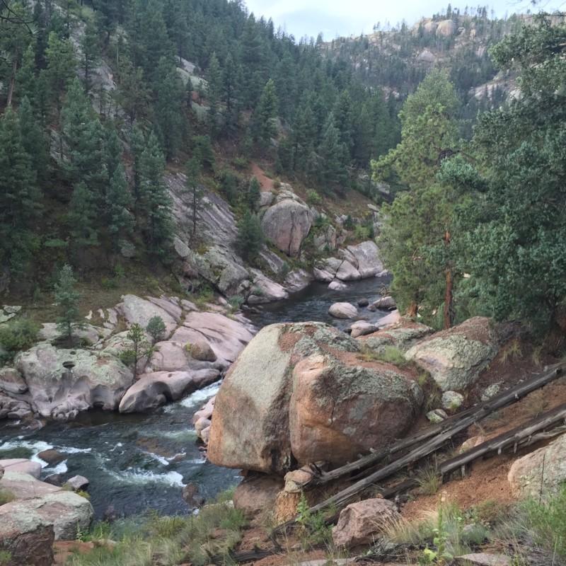 A waterfall of the South Platte River in Cheesman Canyon
