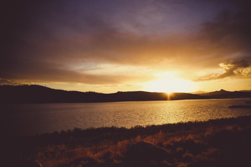 A striking sunset over the hills beyond Tarryall Reservoir